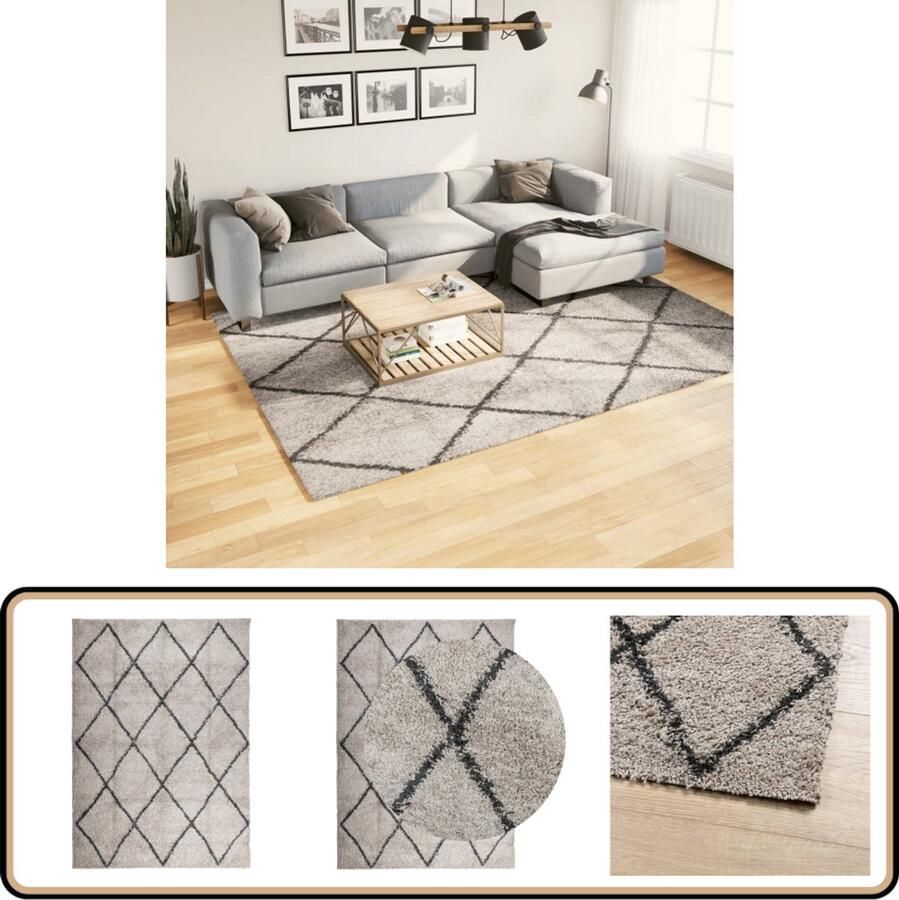 VidaXL Vloerkleed PAMPLONA Shaggy 200x280 cm Beige Shaggy Vloerkleed Polypropyleen Vloerkleed Zacht Vloerkleed Donzig Vloerkleed Multikleurig Vloerkleed