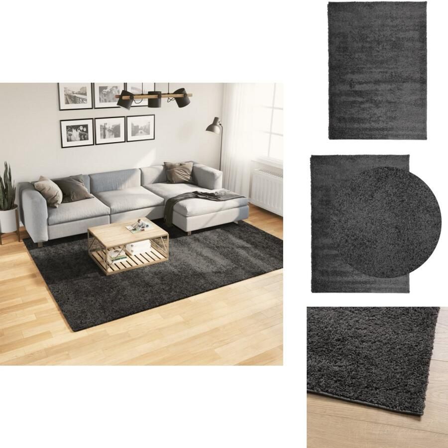 VidaXL Vloerkleed Vloerkleden Tapijt Vloerbedekking Vloerkleed PAMPLONA shaggy hoogpolig 200x280 cm antraciet