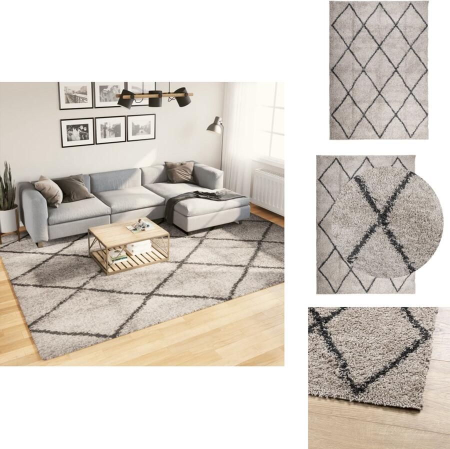 VidaXL Vloerkleed Vloerkleden Tapijt Vloerbedekking Vloerkleed PAMPLONA shaggy hoogpolig 240x340 cm beige antraciet