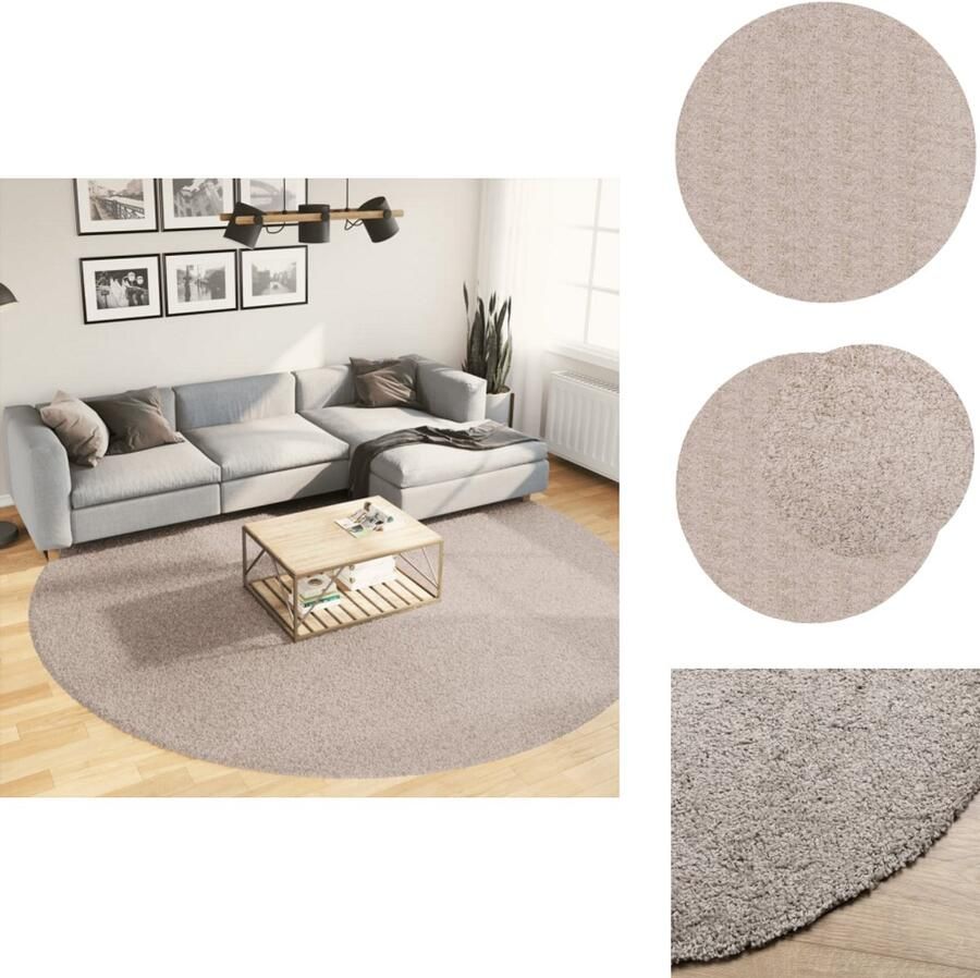 VidaXL Vloerkleed Vloerkleden Tapijt Vloerbedekking Vloerkleed PAMPLONA shaggy hoogpolig modern Ø 280 cm beige