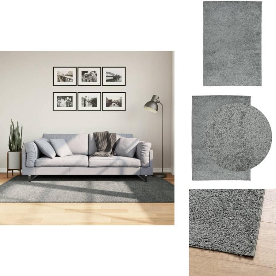 VidaXL Vloerkleed PAMPLONA Hoogpolig 140x200 cm Groen Shaggy Vloerkleed Polypropyleen Vloerkleed Groent Tapijten Woonkamer Vloerkleed Slaapkamer Vloerkleed