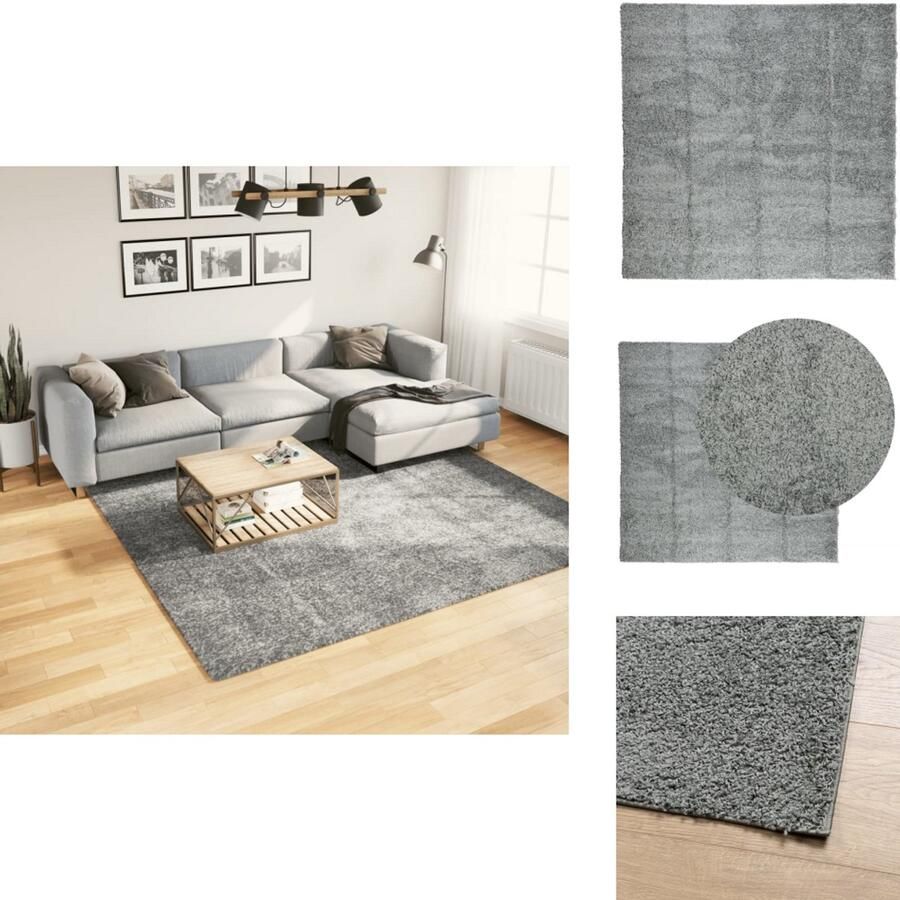 VidaXL Vloerkleed Vloerkleden Tapijt Vloerbedekking Vloerkleed PAMPLONA shaggy hoogpolig modern 240x240 cm groen