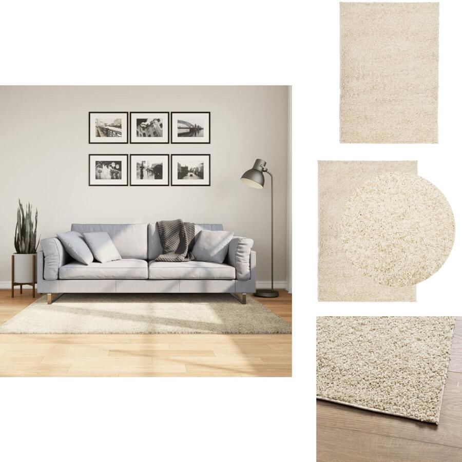 VidaXL Vloerkleed PAMPLONA Hoogpolig 120x170 cm Shaggy Vloerkleed Polypropyleen Vloerkleed Gouden Vloerkleed Groot Vloerkleed Warme Vloerkleed - Foto 2