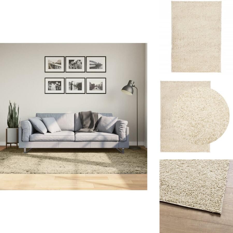 The Living Store PAMPLONA Shaggy vloerkleed 160 x 230 cm Goud 100% Polypropeen Shaggy Vloerkleed Woonkamer Tapijt Slaapkamer Tapijt Gouden Vloerkleed - Foto 2