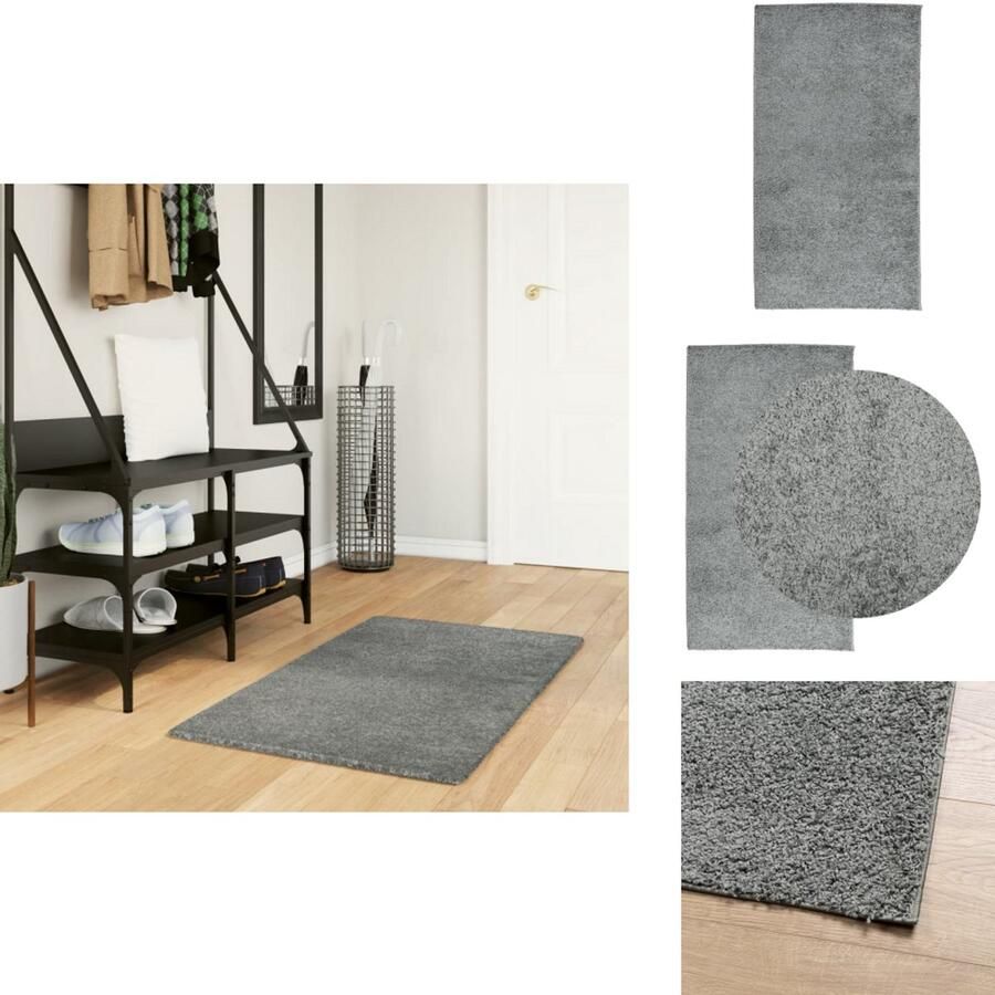 VidaXL Vloerkleed PAMPLONA 60x110 cm Groen Shaggy Vloerkleed Polypropyleen Vloerkleed Groene Vloerkleed Woonkamer Tapijten Slaapkamer Tapijten