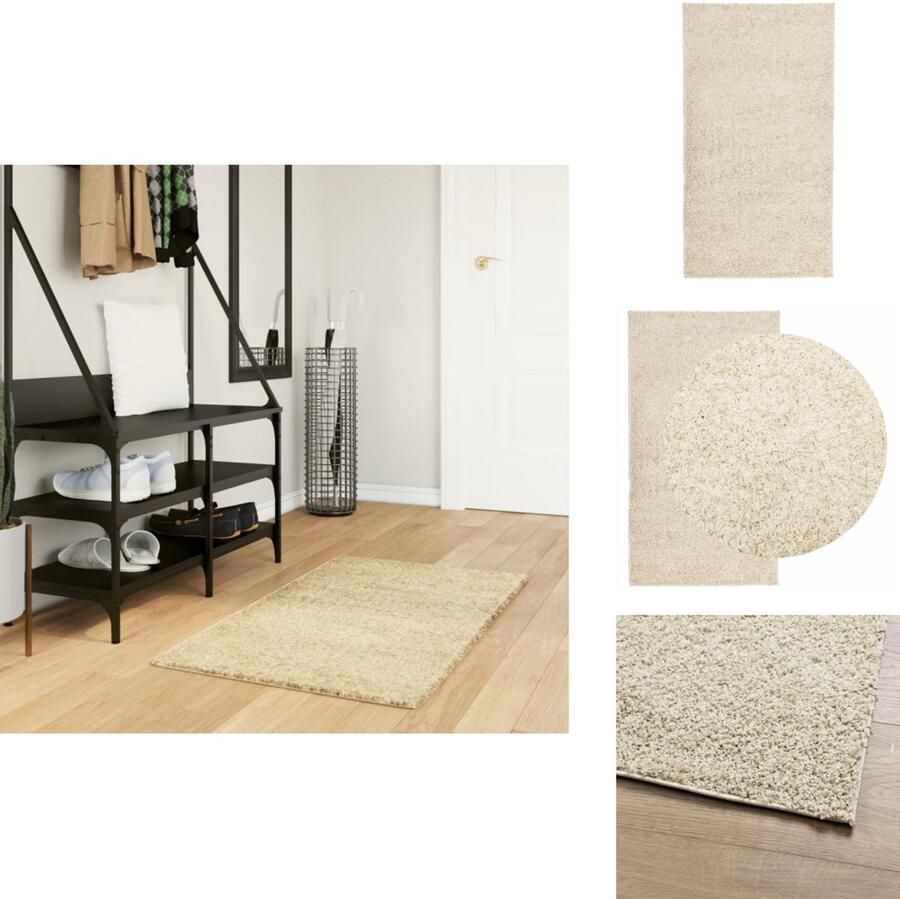 VidaXL Vloerkleed Vloerkleden Tapijt Vloerbedekking Vloerkleed PAMPLONA shaggy hoogpolig modern 60x110 cm goudkleur