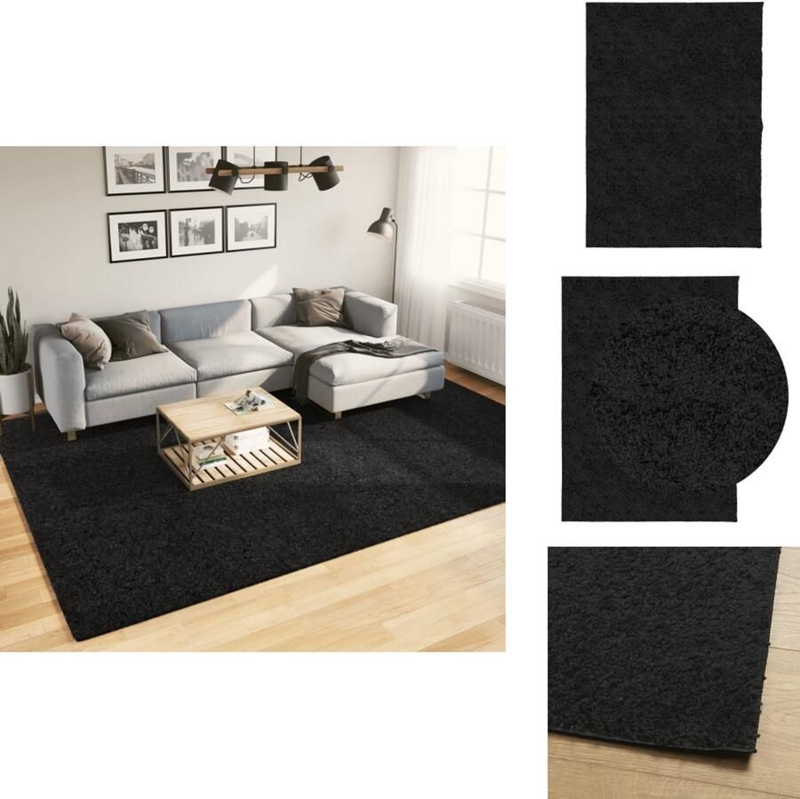 VidaXL Vloerkleed Vloerkleden Tapijt Vloerbedekking Vloerkleed PAMPLONA shaggy hoogpolig modern 240x340 cm zwart