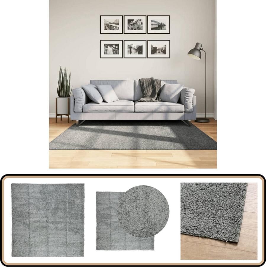 VidaXL Vloerkleed PAMPLONA groen 160x160 cm Shaggy Vloerkleed Groen Groot Vloerkleed Living Room Decoratie Salon Tapijten