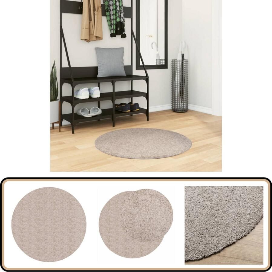 VidaXL Vloerkleed PAMPLONA Shaggy 80 cm Beige Shaggy Vloerkleed Polypropyleen Vloerkleed Beige Vloerkleed Woonkamer Tapijt Slaapkamer Tapijt