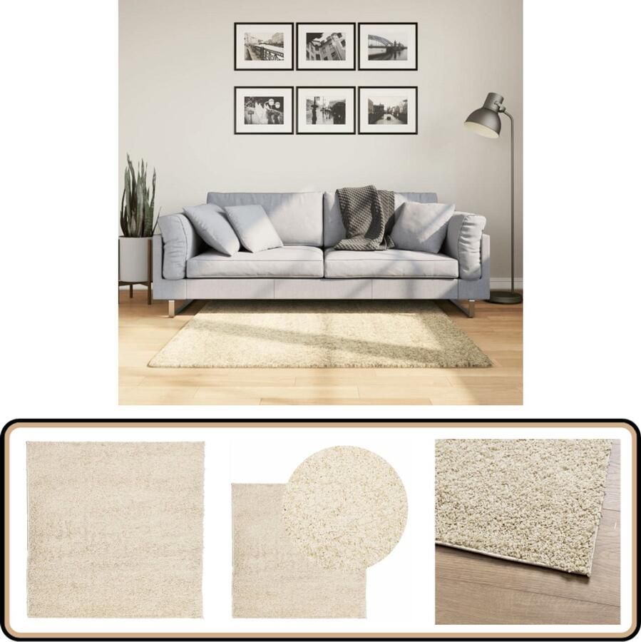 VidaXL Vloerkleed PAMPLONA Hoogpolig 120x120 cm Goud Shaggy Vloerkleed Woonkamer Tapijt Living Room Rug Vloerbedekking Golden Carpet - Foto 2