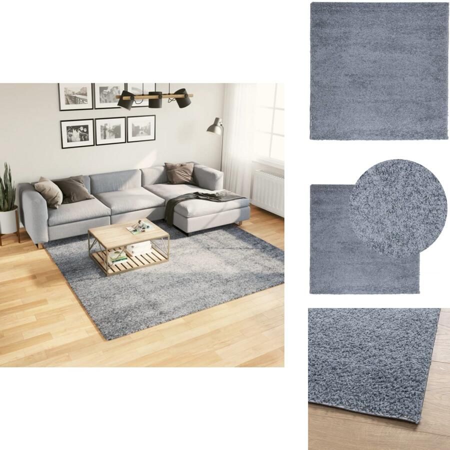 VidaXL Vloerkleed Vloerkleden Tapijt Vloerbedekking Vloerkleed PAMPLONA shaggy hoogpolig modern 240x240 cm blauw