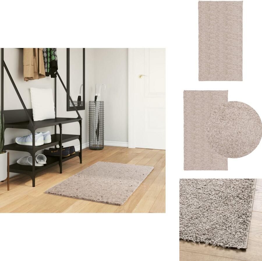 VidaXL Vloerkleed Vloerkleden Tapijt Vloerbedekking Vloerkleed PAMPLONA shaggy hoogpolig modern 60x110 cm beige