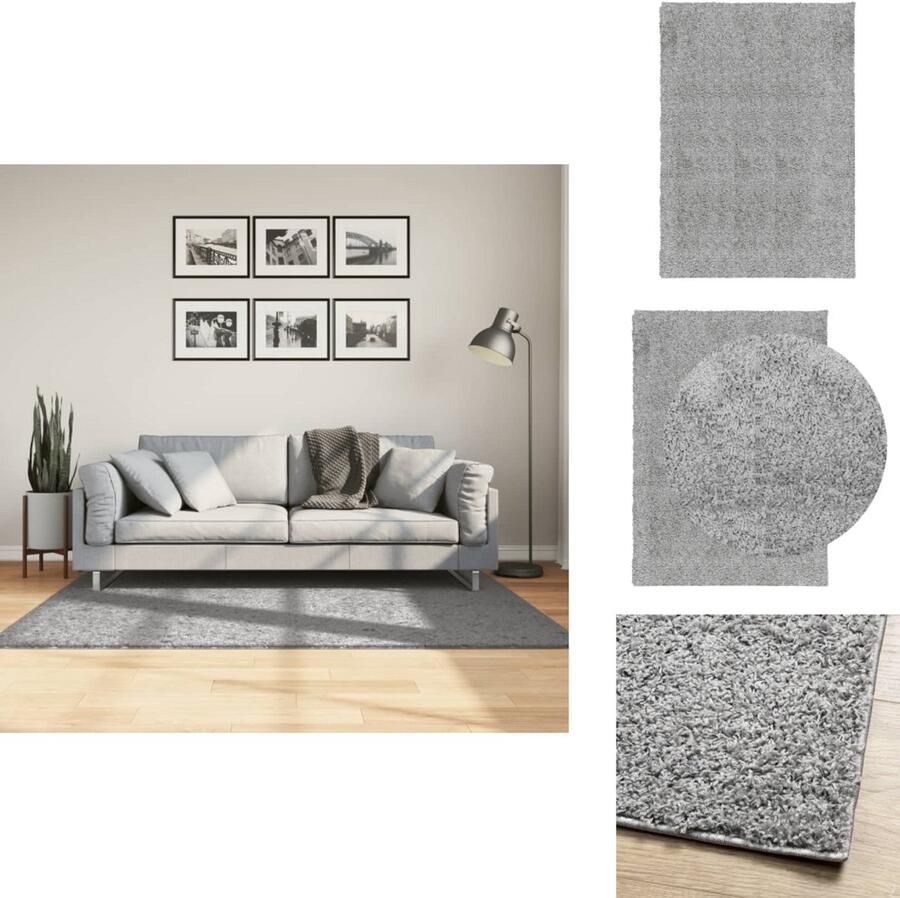 VidaXL Vloerkleed Vloerkleden Tapijt Vloerbedekking Vloerkleed PAMPLONA shaggy hoogpolig modern 120x170 cm grijs