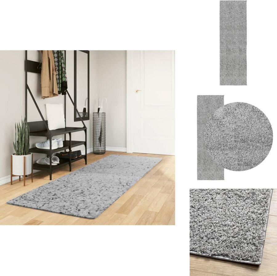 VidaXL Vloerkleed Vloerkleden Tapijt Vloerbedekking Vloerkleed PAMPLONA shaggy hoogpolig modern 80x250 cm grijs