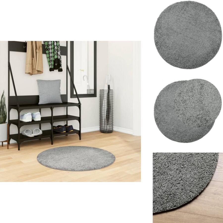 VidaXL Vloerkleed Vloerkleden Tapijt Vloerbedekking Vloerkleed PAMPLONA shaggy hoogpolig modern Ø 80 cm groen