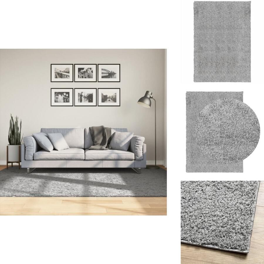 VidaXL Vloerkleed Vloerkleden Tapijt Vloerbedekking Vloerkleed PAMPLONA shaggy hoogpolig modern 160x230 cm grijs