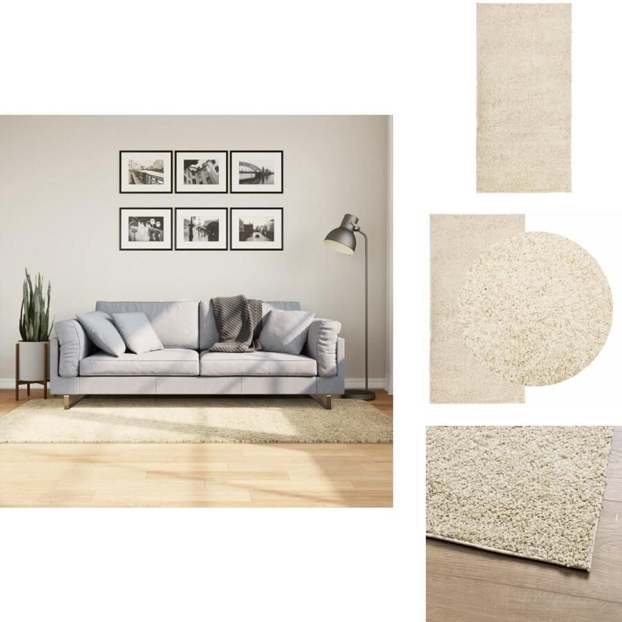 VidaXL Vloerkleed Vloerkleden Tapijt Vloerbedekking Vloerkleed PAMPLONA shaggy hoogpolig modern 100x200 cm goud