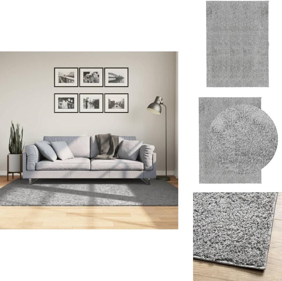 VidaXL Vloerkleed Vloerkleden Tapijt Vloerbedekking Vloerkleed PAMPLONA shaggy hoogpolig modern 140x200 cm grijs
