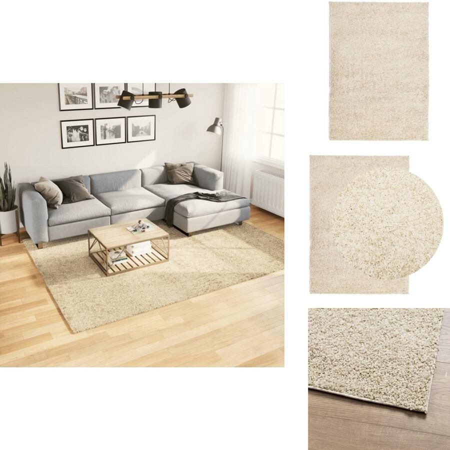 VidaXL Vloerkleed Vloerkleden Tapijt Vloerbedekking Vloerkleed PAMPLONA shaggy hoogpolig modern 200x280 cm goud