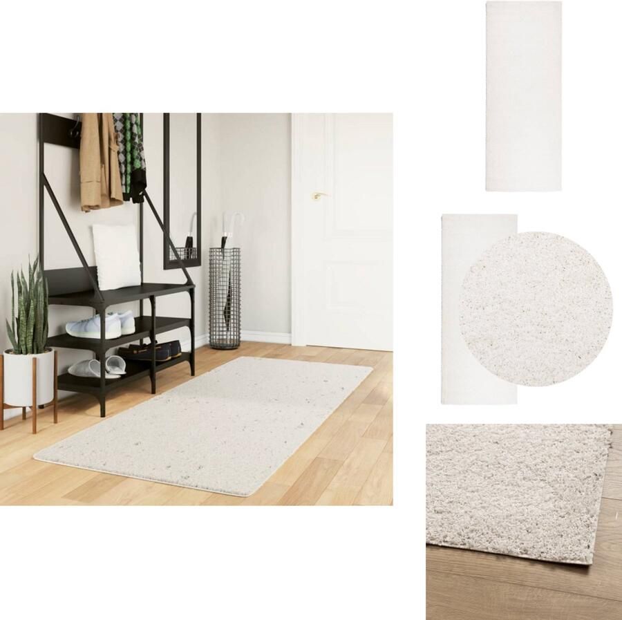 VidaXL Vloerkleed Vloerkleden Tapijt Vloerbedekking Vloerkleed PAMPLONA shaggy hoogpolig modern 80x200 cm crème