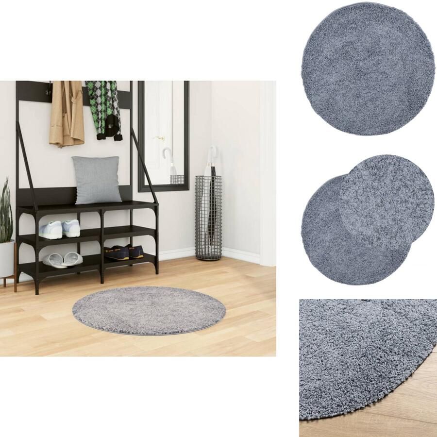 VidaXL Vloerkleed Vloerkleden Tapijt Vloerbedekking Vloerkleed PAMPLONA shaggy hoogpolig modern Ø 80 cm blauw