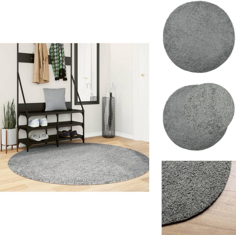 VidaXL Vloerkleed Vloerkleden Tapijt Vloerbedekking Vloerkleed PAMPLONA shaggy hoogpolig modern Ø 160 cm groen
