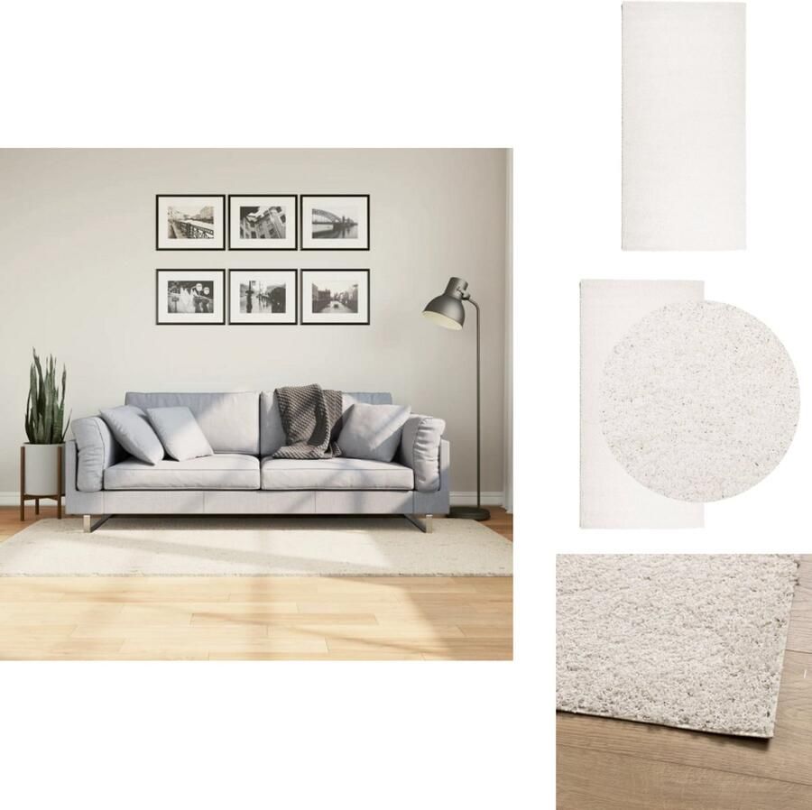 VidaXL Vloerkleed PAMPLONA Hoogpolig 100x200cm Shaggy Vloerkleed Crème Groot Vloerkleed Living Room Decoratie Woonkamer Accessoires