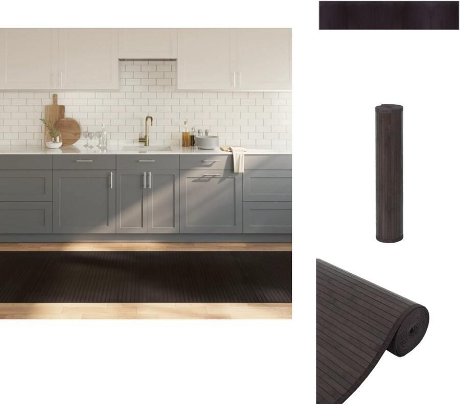 VidaXL Vloerkleed Vloerkleden Tapijt Vloerbedekking Vloerkleed rechthoekig 100x1000 cm bamboe donkerbruin