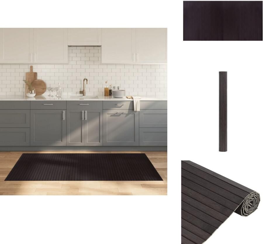 VidaXL Vloerkleed Bamboe Donkerbruin 100x200 cm Bamboevloerkleed Vloerkleden Donkere Kleurtjes Woon Accessoires Anti Slip