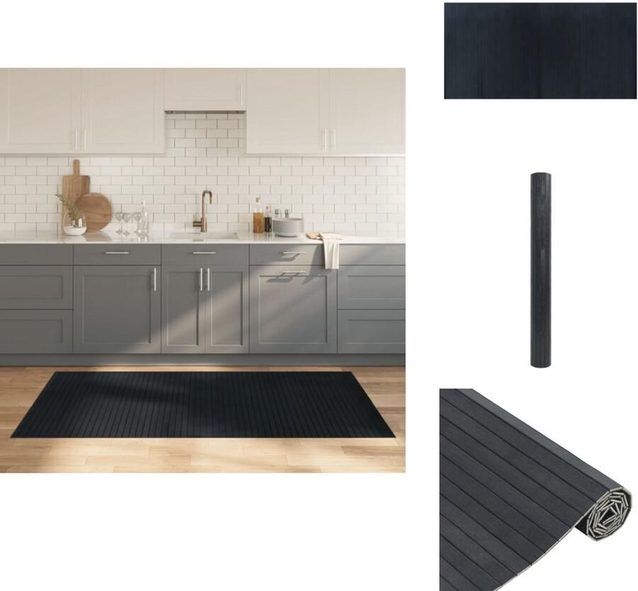 VidaXL Vloerkleed Vloerkleden Tapijt Vloerbedekking Vloerkleed rechthoekig 100x200 cm bamboe grijs