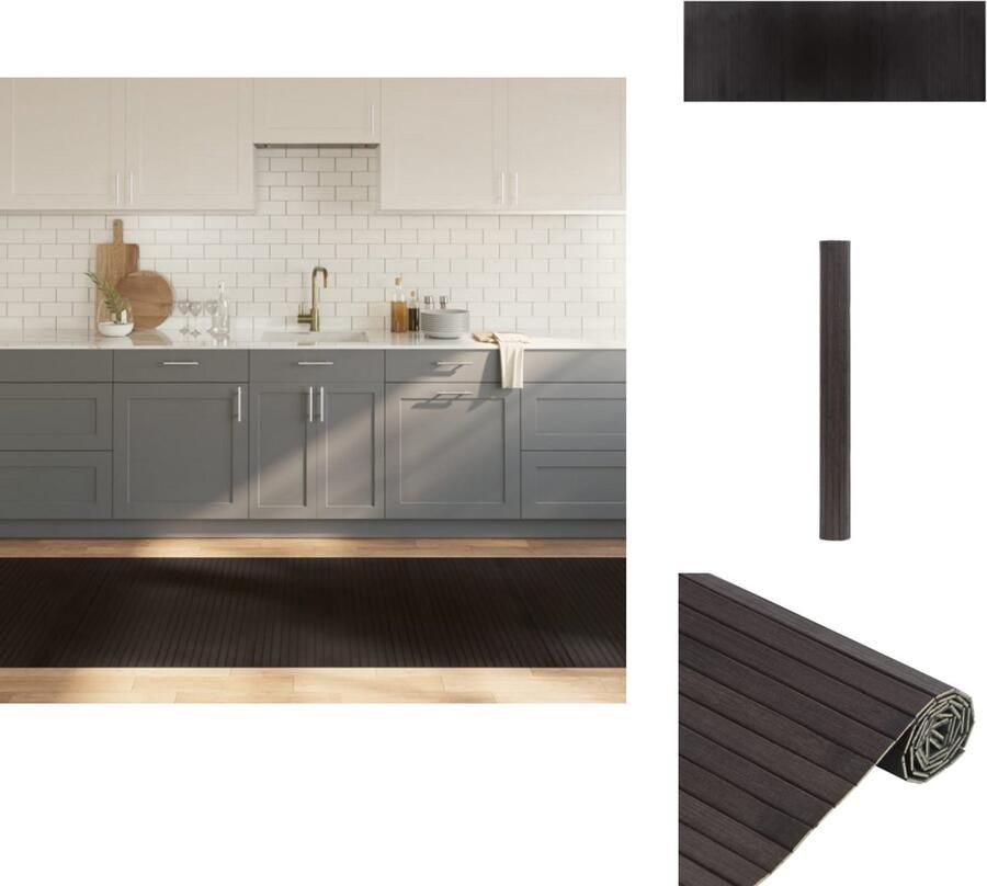 VidaXL Vloerkleed Vloerkleden Tapijt Vloerbedekking Vloerkleed rechthoekig 100x300 cm bamboe donkerbruin