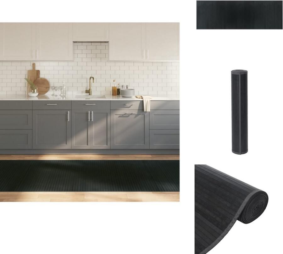 VidaXL Vloerkleed Vloerkleden Tapijt Vloerbedekking Vloerkleed rechthoekig 100x300 cm bamboe grijs