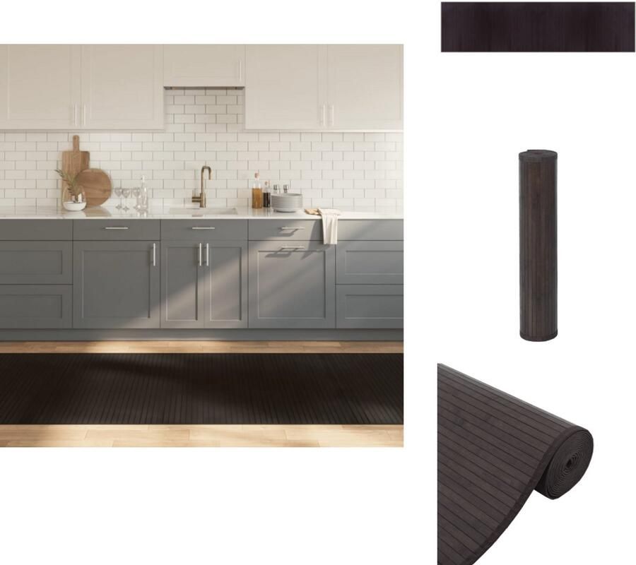 VidaXL Vloerkleed Vloerkleden Tapijt Vloerbedekking Vloerkleed rechthoekig 100x400 cm bamboe donkerbruin