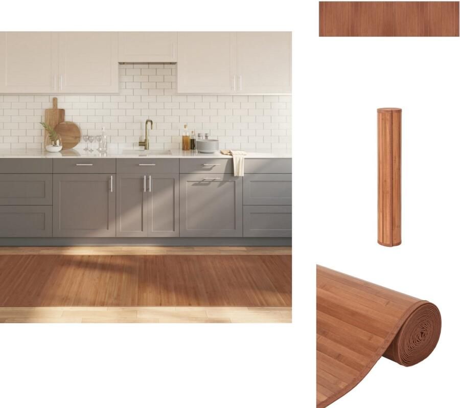 VidaXL Vloerkleed Vloerkleden Tapijt Vloerbedekking Vloerkleed rechthoekig 100x400 cm bamboe bruin