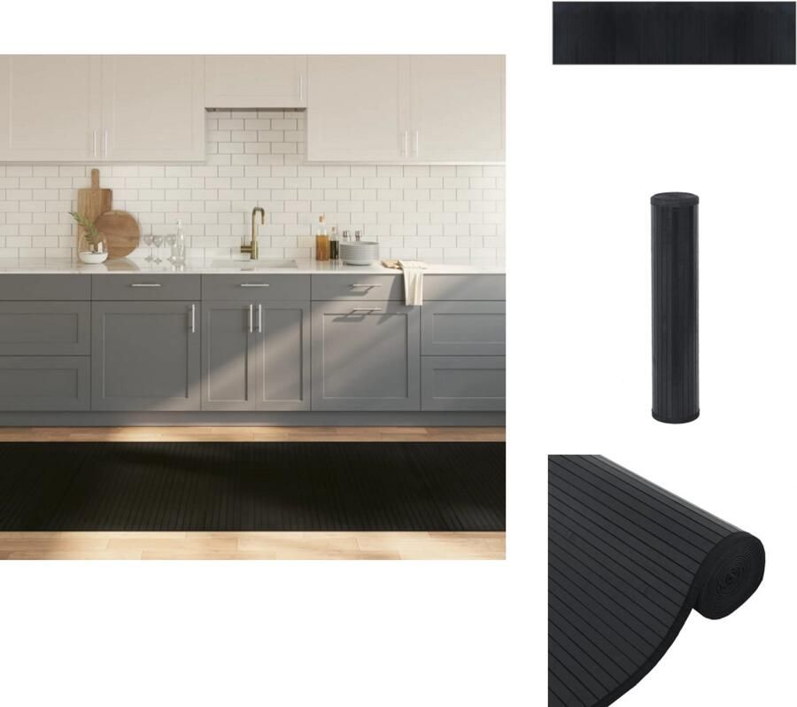 VidaXL Vloerkleed Vloerkleden Tapijt Vloerbedekking Vloerkleed rechthoekig 100x400 cm bamboe zwart