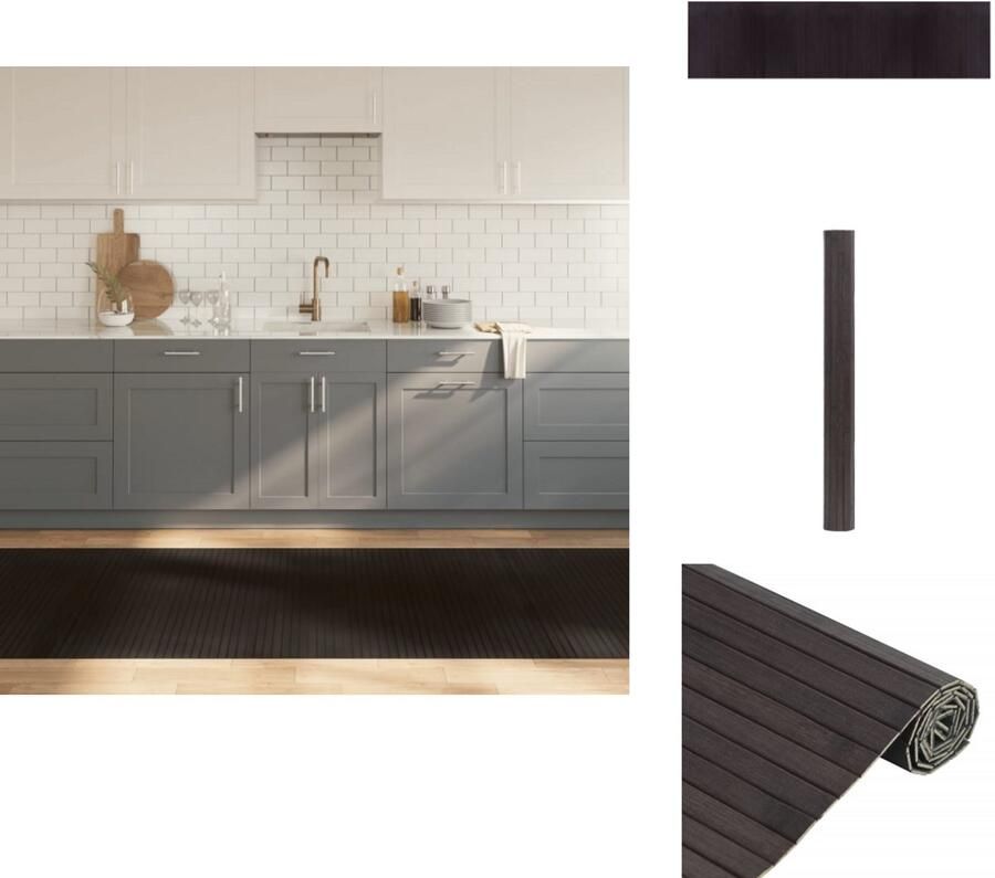 VidaXL Vloerkleed Vloerkleden Tapijt Vloerbedekking Vloerkleed rechthoekig 100x400 cm bamboe donkerbruin