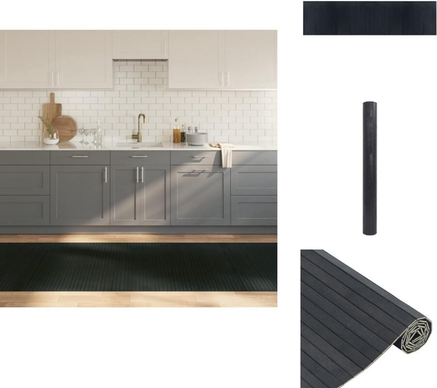 VidaXL Vloerkleed Vloerkleden Tapijt Vloerbedekking Vloerkleed rechthoekig 100x400 cm bamboe grijs