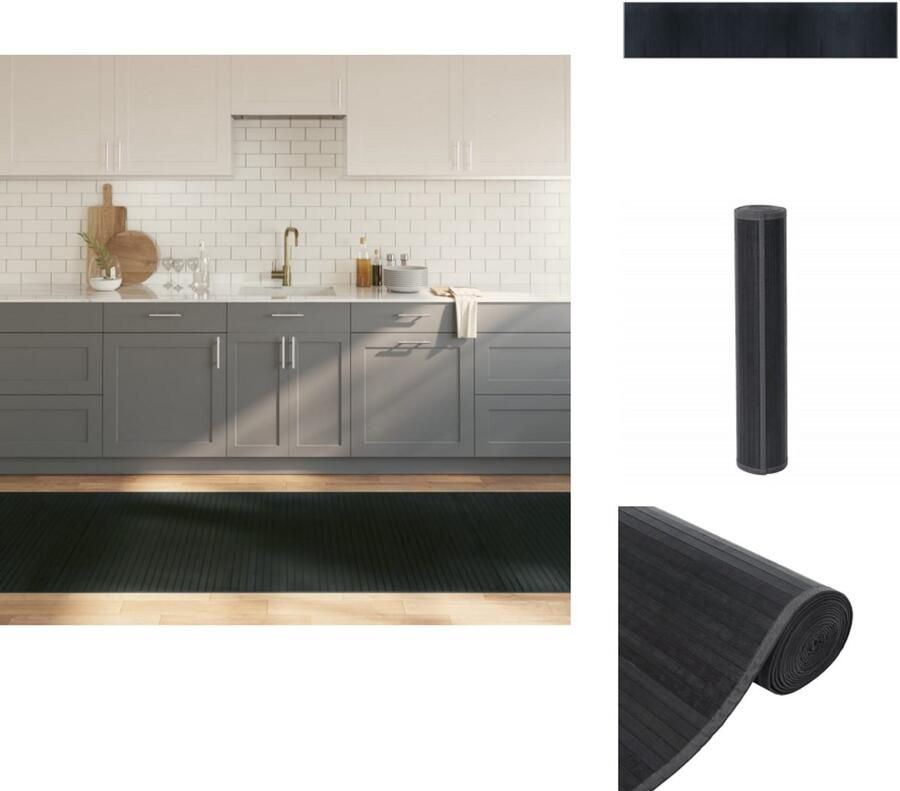 VidaXL Vloerkleed Bamboe Grijs 100x500 cm Bamboetapijt Grijstapeit Vloertapijt Woonaccessoire Kamerdecoratie