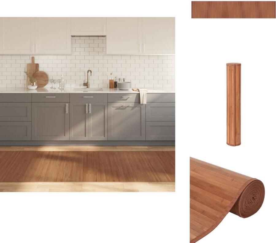 VidaXL Vloerkleed Vloerkleden Tapijt Vloerbedekking Vloerkleed rechthoekig 100x500 cm bamboe bruin