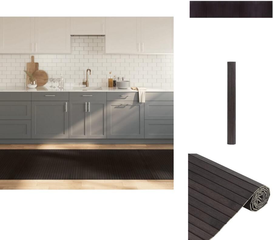 VidaXL Vloerkleed Vloerkleden Tapijt Vloerbedekking Vloerkleed rechthoekig 100x500 cm bamboe donkerbruin