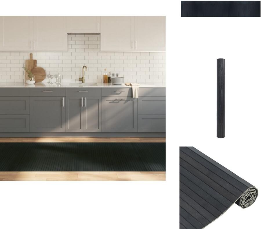 VidaXL Vloerkleed Vloerkleden Tapijt Vloerbedekking Vloerkleed rechthoekig 100x500 cm bamboe grijs