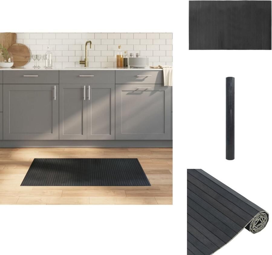 VidaXL Vloerkleed Vloerkleden Tapijt Vloerbedekking Vloerkleed rechthoekig 60x100 cm bamboe grijs