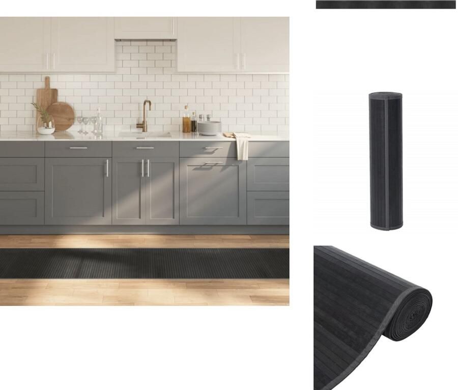 VidaXL Vloerkleed Vloerkleden Tapijt Vloerbedekking Vloerkleed rechthoekig 60x1000 cm bamboe grijs