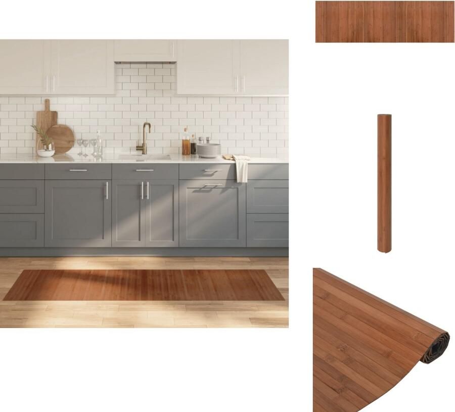 VidaXL Vloerkleed Vloerkleden Tapijt Vloerbedekking Vloerkleed rechthoekig 60x200 cm bamboe bruin