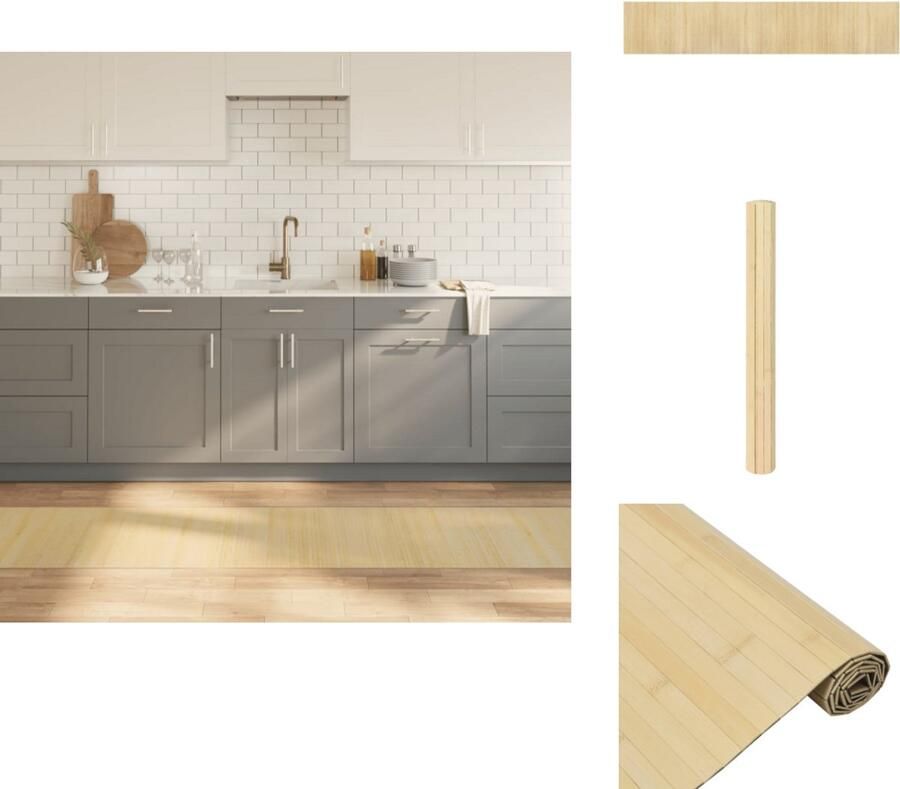 VidaXL Vloerkleed Vloerkleden Tapijt Vloerbedekking Vloerkleed rechthoekig 60x300 cm bamboe lichtnaturel