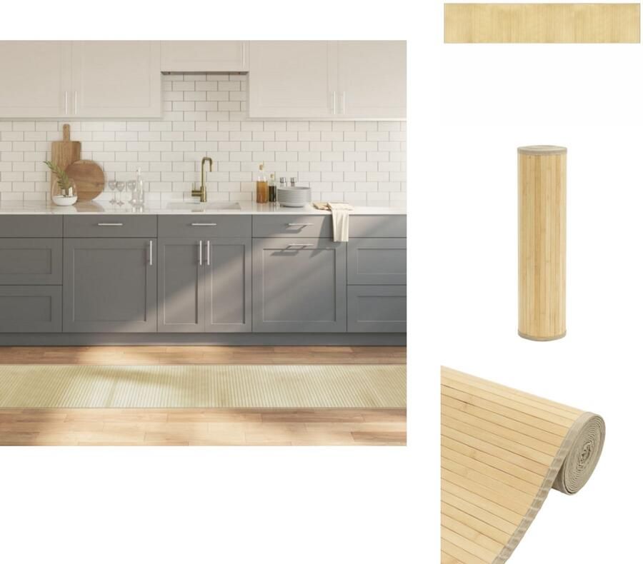 The Living Store Bamboe Vloerkleed 60 x 300 cm Natuurlijk Licht Duurzaam Bamboetapijt Vloerkleden Vloerbedekking Livingroom Decoratie Beige Tapijt - Foto 2