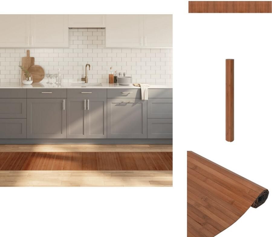 VidaXL Vloerkleed Vloerkleden Tapijt Vloerbedekking Vloerkleed rechthoekig 60x400 cm bamboe bruin