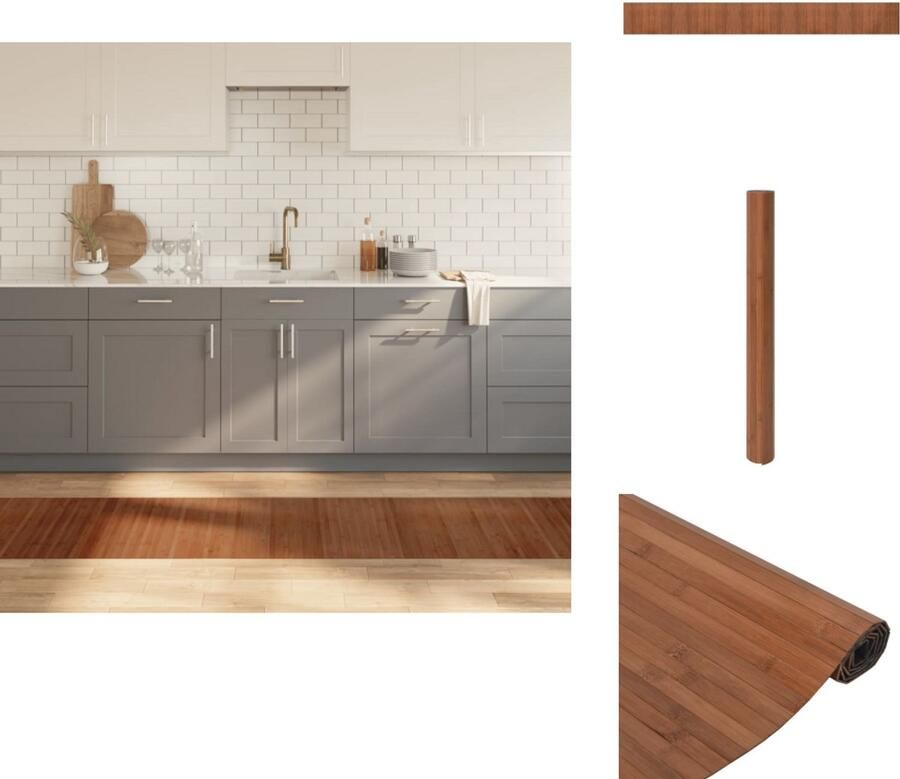 VidaXL Vloerkleed Vloerkleden Tapijt Vloerbedekking Vloerkleed rechthoekig 60x500 cm bamboe bruin