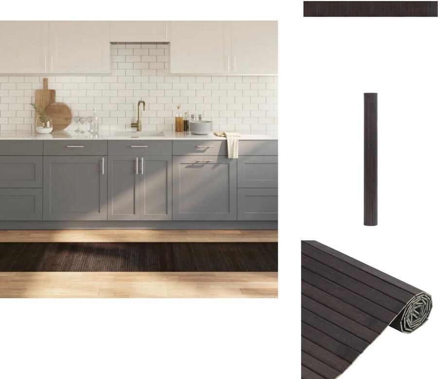 The Living Store Vloerkleed rechthoekig 60x500 cm bamboe donkerbruin Bamboetapijt Vloertapijt Naturele Vloerafdekking Modern Tapijt Bruine Tapijt - Foto 3