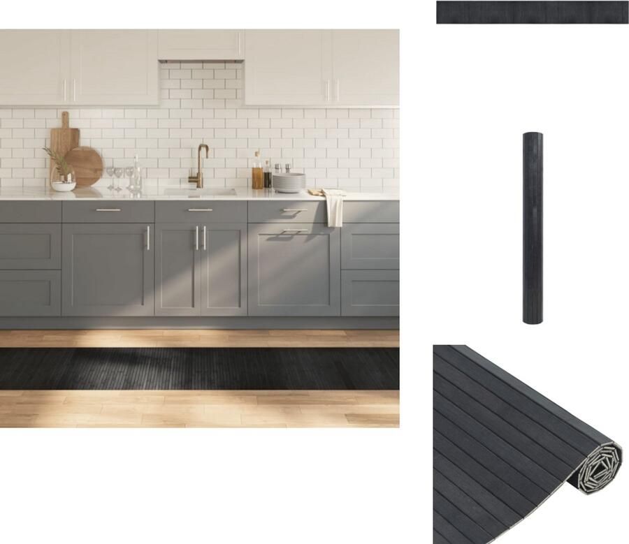 VidaXL Bamboe Vloerkleed 60x500 cm Grijs Bamboetapijt Vloerkleed Grijze Vloerkleden Lange Vloerkleden Modern Tapijt - Foto 2